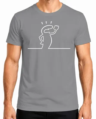 Imagen del producto de Camiseta para hombre, color gris, talla XL, con diseño de la línea Balum Strichmännchen, estilo cómic, de Osvaldo Cavandoli