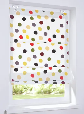 Zdjęcie produktu dla Omgoods - Roleta rzymska dla dzieci z kolorowymi kropkami - 60 x 120 cm