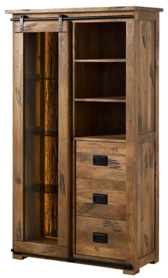 Produktbild von MASSIVMOEBEL24.DE Vitrine Mango / Altholz 100x45x175 natur lackiert RAILWAY LUX #125