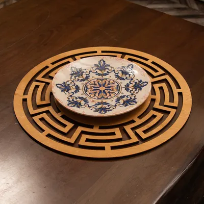 Immagine prodotto di Hermia Concept, Labyrinth - Honey, set di tovagliette in legno (4 pezzi), 100% LEGNO, miele, 36 x 36 cm