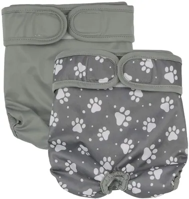 Produktbild von 2pcs Weiblich Hund Windel wiederverwendbar waschbar Langlebig Hund Windeln Hose Grau-L