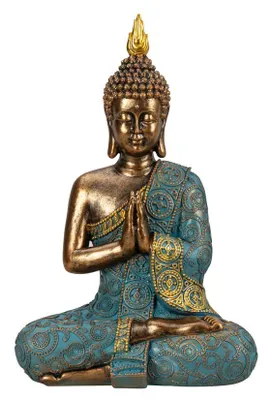 Produktbild von Buddha Figur 29cm türkis gold meditierend