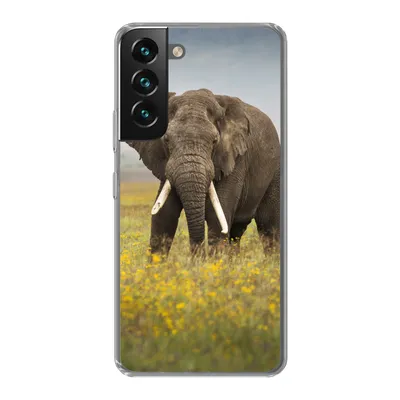 Produktbild von MuchoWow® Handyhülle Schutzhülle Hülle für Samsung Galaxy S22 Elefant - Blumen - Gras - Tiere - Natur Silikon Softcase Handy Hülle - Mobiltelefonhülle