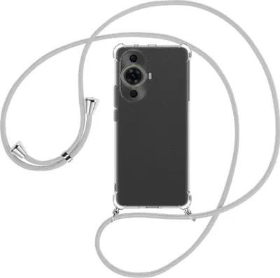 Produktbild von Handykette Backcover-Schutzhülle mit Band (Metall silberfarben) für Huawei nova 11 Pro (GOA-AL80,LX9) - silbergrau