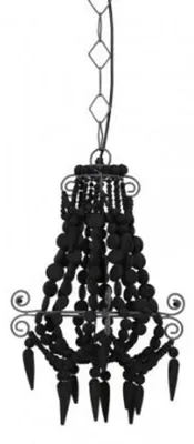 Produktbild von Casa Padrino Industriedesign Hängeleuchte in Schwarz - Massive Deckenleuchte aus Holz und Metall - Durchmesser 33 x H 50 cm