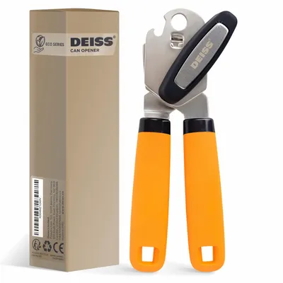Produktbild von Deiss PRO Manueller Dosenöffner & Flaschenöffner – Edelstahl, Glatter Schnitt, Scharfe Klinge, Leichtgängiger Drehknopf, Rutschfester Griff