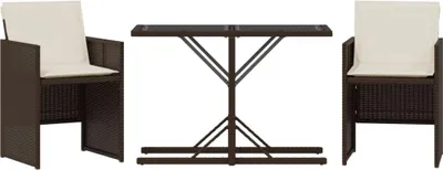 Immagine prodotto di vidaXL Set da bistrot 3 pezzi con cuscini in polirattan marrone