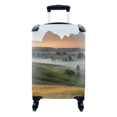 Produktbild von MuchoWow® Koffer Handgepäck Trolley Rollkoffer Kleine Reisekoffer mit 4 Rollen - Berg - Nebel - Landschaft - Cabin Size < 55x40x23 cm & 55x40x20 cm - Fotokoffer - Kabinenkoffer - Boardgepäck - Reise-Box - Reisekoffer - Reisegepäck - Koffer mit Bild - Trolley für Kinder