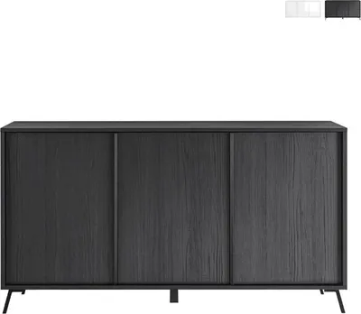 Produktbild von Moderne Anrichte Thilot mit 3 Türen für das Wohnzimmer, 156x84cm - Schwarz