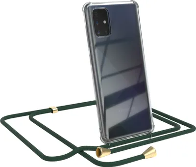 Produktbild von EAZY CASE Handykette kompatibel mit Samsung Galaxy A71, Handyhülle mit Umhängeband, Handykordel, Schutzhülle Clear, Band in Grün