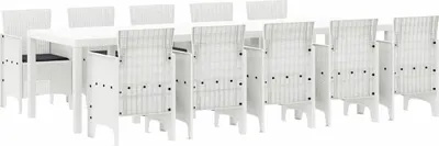 Produktbild von Garten Essgruppe 11 pcs Weiß Poly Rattan und Aluminium