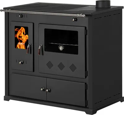 Produktbild von Küchenofen Holzherd Practik LUX schwarz, rechte Version - 9,5 kW, ext. Zuluft - Dauerbrand