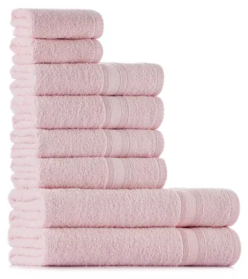 Produktbild von Tuiste Handtücher Set Hellrosa |%100 Baumwolle Handtuch Set 8 Teilig | 2X Badetücher (70x140), 4X Handtücher (50x90), 2X Gästetücher (30x50) | Weich und Saugstark | Farbe : Hellrosa