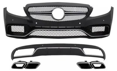 Imagen del producto de Difusor delantero cromado para parachoques, estilo C63, compatible con Mercedes C W205 S205, modelos 2014-2018.