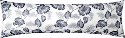 Produktbild von Baumwoll Renforcé Seitenschläferkissen Bezug 40x145cm - Tropische Blätter in Grau - Pflanzen - 100% Baumwolle Stillkissenbezug (031/2-Grau)