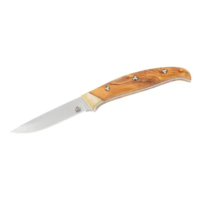 Produktbild von Puma TEC Gürtelmesser AISI 420 Stahl rostfrei Olivenholz Neusilberbacken Mosaikpins Lederscheide