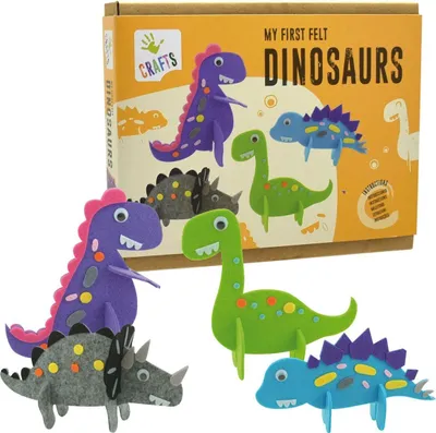 Produktbild von Dinosaurier Bastel-Set aus Filz mit Wackelaugen 4 Stück für Kinder