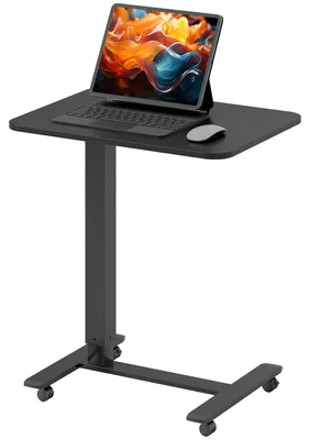 Productafbeelding van HOMCOM Verstelbaar sta bureau, C-vormig, met wielen, 65x48x70-110 cm