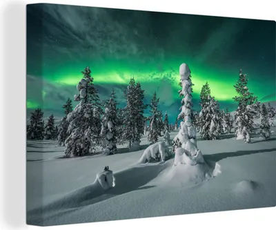 Produktbild von OneMillionCanvasses® - Leinwandbilder - 140x90 cm, Nordlichter in Finnland, Wandbilder Kunstdruck Wanddekoration