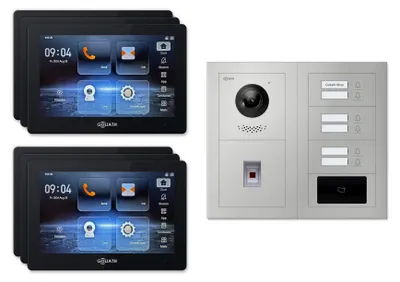 Produktbild von Goliath Premium IP GL-IPH645.3 Video-Türsprechanlage, 6 Familien, 6× 7 Zoll Schwarz, Silber, Aufputz