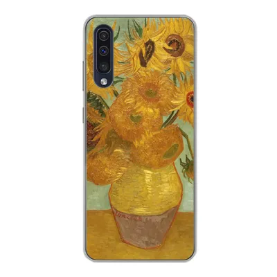 Produktbild von MuchoWow® Handyhülle Schutzhülle Hülle für Samsung Galaxy A30s Sonnenblumen - Vincent van Gogh Silikon Softcase Handy Hülle - Karteninhaber