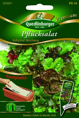 Produktbild von Pflücksalat 'Babyleaf' Quedlinburger Salatsamen Saatplatte