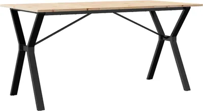 Produktbild von vidaXL Esstisch Y-Gestell 140x80x75 cm Massivholz Kiefer und Stahl