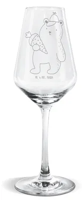 Produktbild von Mr. & Mrs. Panda wein glas Bär Schultüte - Transparent - Geschenk, Weinglas, Weißweinkelch, Weißwein, Für, Schulbeginn, Einschulung, Erster Schultag, Schulanfang, Teddy