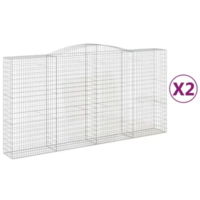 Produktbild von Gabionen mit Hochbogen 2 Stk. 400x50x200/220cm Verzinktes Eisen