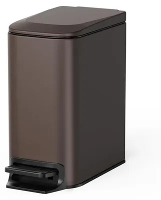 Immagine prodotto di Contenitore per rifiuti da bagno con coperchio, capacità 6 litri, in acciaio inossidabile, con pedale, chiusura ammortizzata, colore marrone