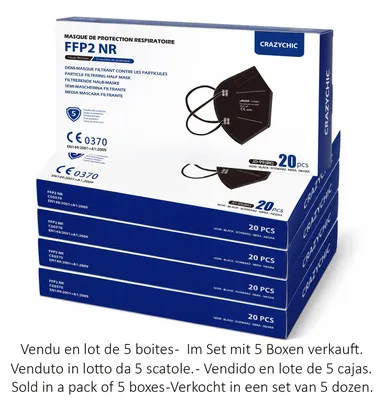 Produktbild von FFP2 Maske 100 Stück, schwarz, 5 Lagen, für täglichen Gebrauch