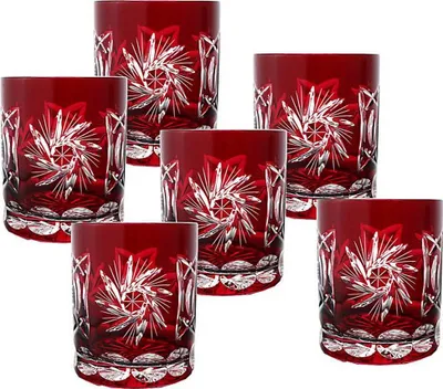 Produktbild von Whiskyglas rot Schleuderstern 6er Set (280ml)