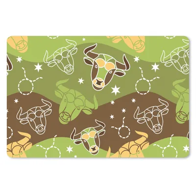 Produktbild von MuchoWow® Schreibtischunterlage Stier - Tierkreiszeichen - Grün - Muster 60x40 cm - XXL Mauspad - Großes Mauspad