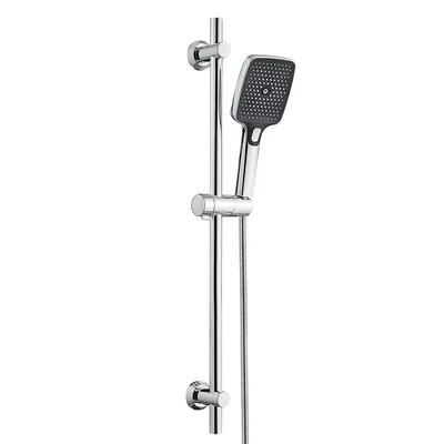 Immagine prodotto di JOHO Asta doccia in acciaio inossidabile da 70 cm con soffione, tubo flessibile e supporto; set con supporto per soffione, doccetta a 3 getti, cromato