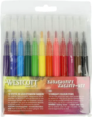 Produktbild von 12 Stück Nachfüllpackung für Farbsprühstifte, Airbrush-Set für Kinder, zum Malen und Zeichnen, wasserlöslich, E-16801 00