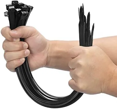 Produktbild von 100 Stück Lang Kabelbinder Schwarz, 400mm x 9mm breit, Zugfestigkeit 80KG, UV Beständig,Großer Kabelbinder Set für Kabelmanagement
