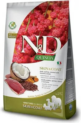 Productafbeelding van Farmina Pet Food N&D Quinoa, Volwassen dier, Geschikt voor alle rassen, Groot (26 tot 44 kg), Medium (11 tot 25 kg), Met kokos, Met eend, 7 kg