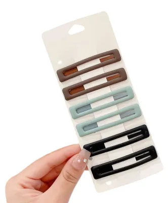 Produktbild von 6er-Pack Haarspangen für Mädchen, matte, rechteckige Haarclips, stabil, rutschfest, BB-Clip, Gesichtsformung, vielseitiges Haarstyling-Tool F
