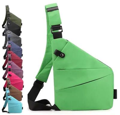 Immagine prodotto di Borsa a tracolla antisfurto - 32x23x1 cm - Leggera e spaziosa - Borsa a tracolla per la spalla sinistra - Adatta agli uomini per escursioni - Verde chiaro