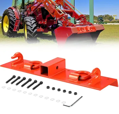 Produktbild von Hochleistungs-Schaufelhaken für Traktoren - Anschraubbar für Kompaktlader - 5,08-cm-Aufnahme - 1,27-cm-D-Ringe - 0,79-cm-Stahlhaken - Orange