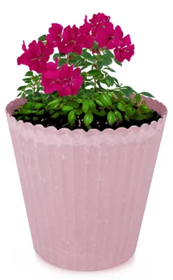 Productafbeelding van Bloempot, oudroze, geribbeld, geschikt voor buiten, rond, diameter 25 cm