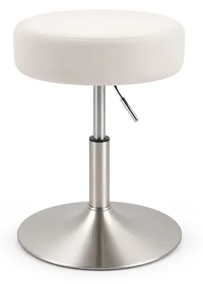 Produktbild von Relaxdays, Schminkhocker, höhenverstellbar, drehbar, HxD: 42–57 x 38,5 cm, Fleece & Metall, Polsterhocker, weiß/silber
