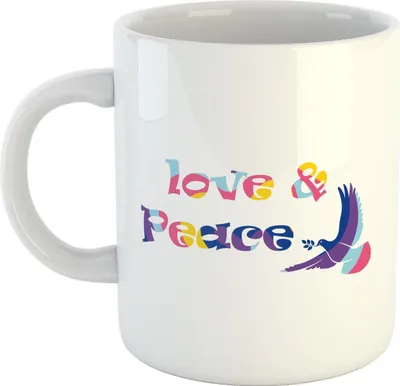 Produktbild von Huuraa Kaffeetasse Love & Peace Taube Geschenk Tasse Weiß 330ml Love & Peace Taube Präsent