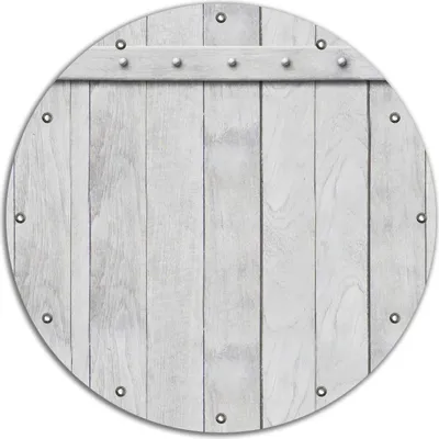 Produktbild von Wallario rundes Outdoor-Poster für Garten oder Balkon, Motiv Graue Holztür, 90 cm Durchmesser