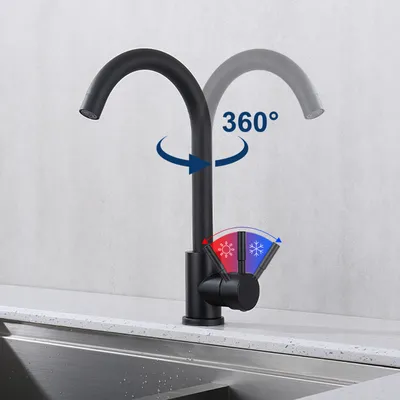 Produktbild von Homelody Küchenarmaturen Schwarz Wasserhahn Küche 360° Drehbar Hochdruck Wasserhahn Spültischarmatur Mischbatterie Küche mit 2 Schlauch, Schwarz