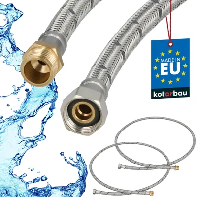 Produktbild von KOTARBAU® 2er Set Flexschlauch 3/8 Zoll Wasserschlauch 150cm Panzerschlauch Außengewinde x Innengewinde Anschlussschlauch Armatur Schlauch Für Wasserhahn