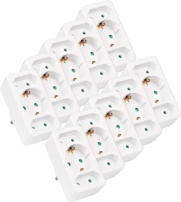 Obrázok produktu pre HEITECH 3 zásuvkový adaptér - 10x viacnásobná zásuvka bez vypínača, zaťažiteľnosť do max. 3500 W - adaptér s viacnásobnou zástrčkou