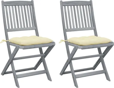 Produktbild von Maison Exclusive - Klappbare Gartenstühle 2 Stk. mit Kissen Massivholz Akazie