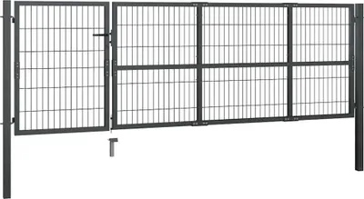 Produktbild von vidaXL Gartentor mit Pfosten Stahl 350 x 100 cm Anthrazit