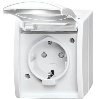 Produktbild von Busch-Jaeger 20 EBW-54, CEE 7/3, 2P+E, Weiß, IP44, 250 V, 16 A